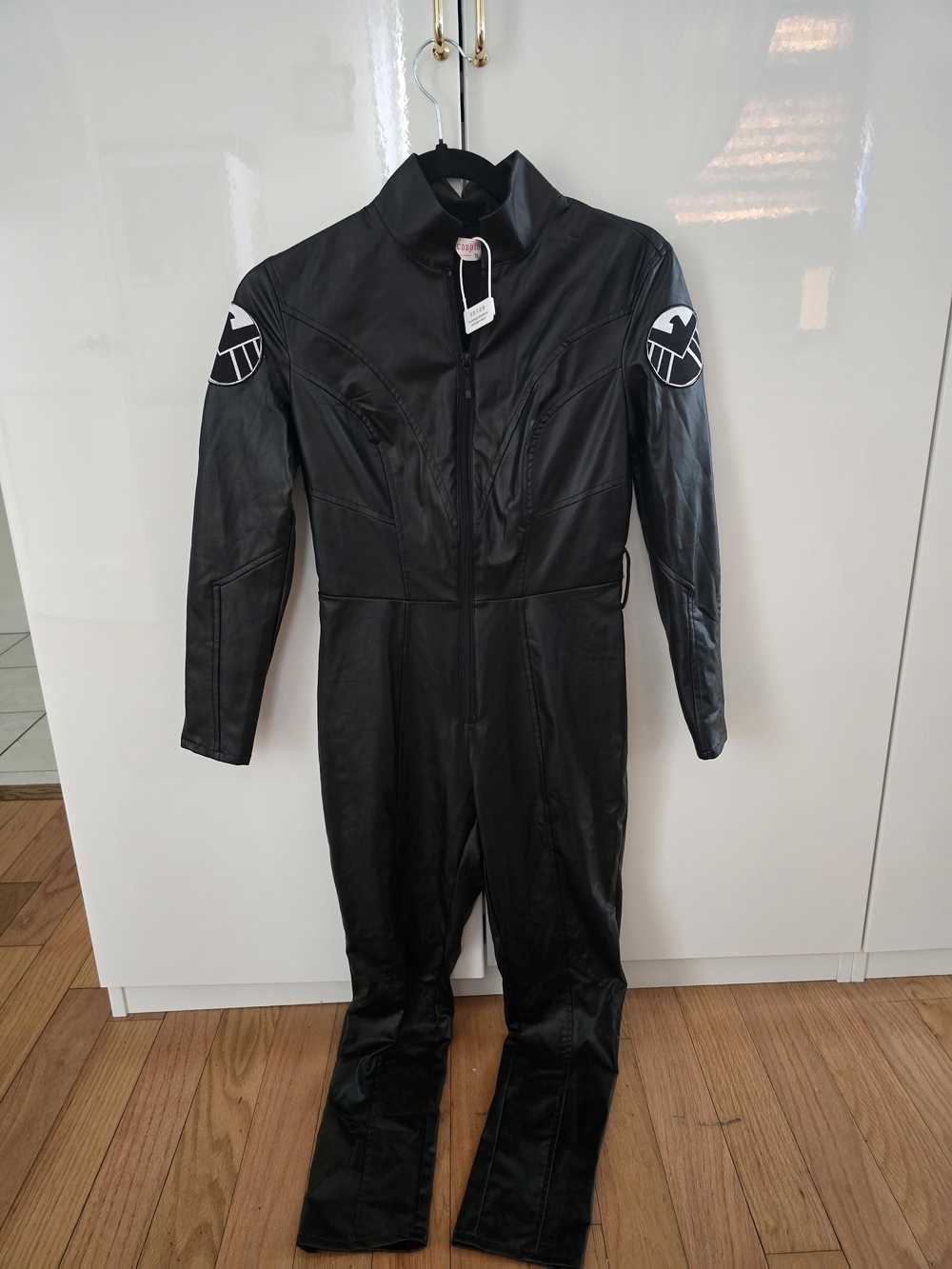 Black  Faux Leather Jumpsuit Jacket
